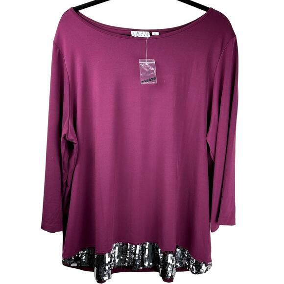 Joan Rivers NWOT Women Size XL Long Sleeve Embellished Sequins Hem Plumb Tunic - Picture 1 of 12